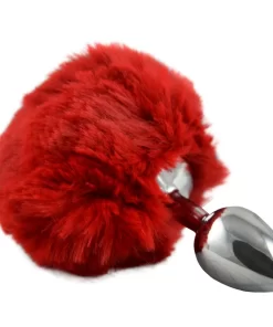 PLUG ANAL EM AÇO POMPOM DE COELHO